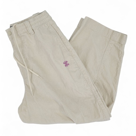 Urban Outfitters Barrel‎ Leg Corduroy Pants S Beige Y2K Elastic Waist Casual - Picture 3 of 5